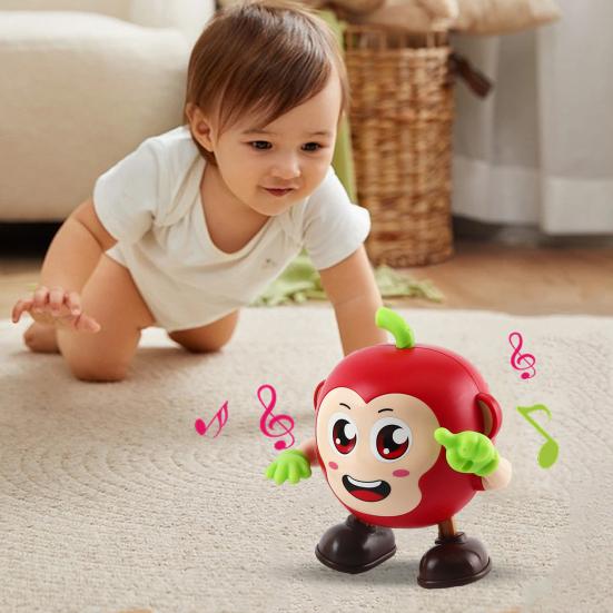 Yousheng Electric Dancing Toy with LED Light Music Recording Pineapple Elephant French Fries Red Fruit Walking Toy Toddlers Tummy Time Crawling Toy