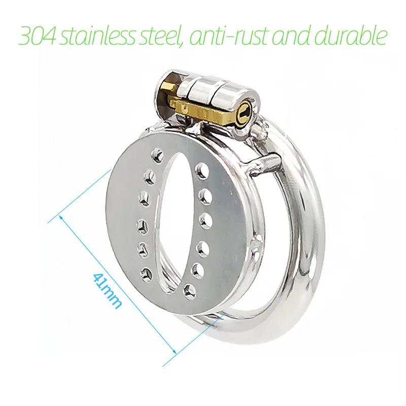 Metal Flat Cock Cage Device Penis Restraint Chastity Lock Penis Ring CB Lock Anti-Cheating Chastity Belt Adult Couple Erotica 18