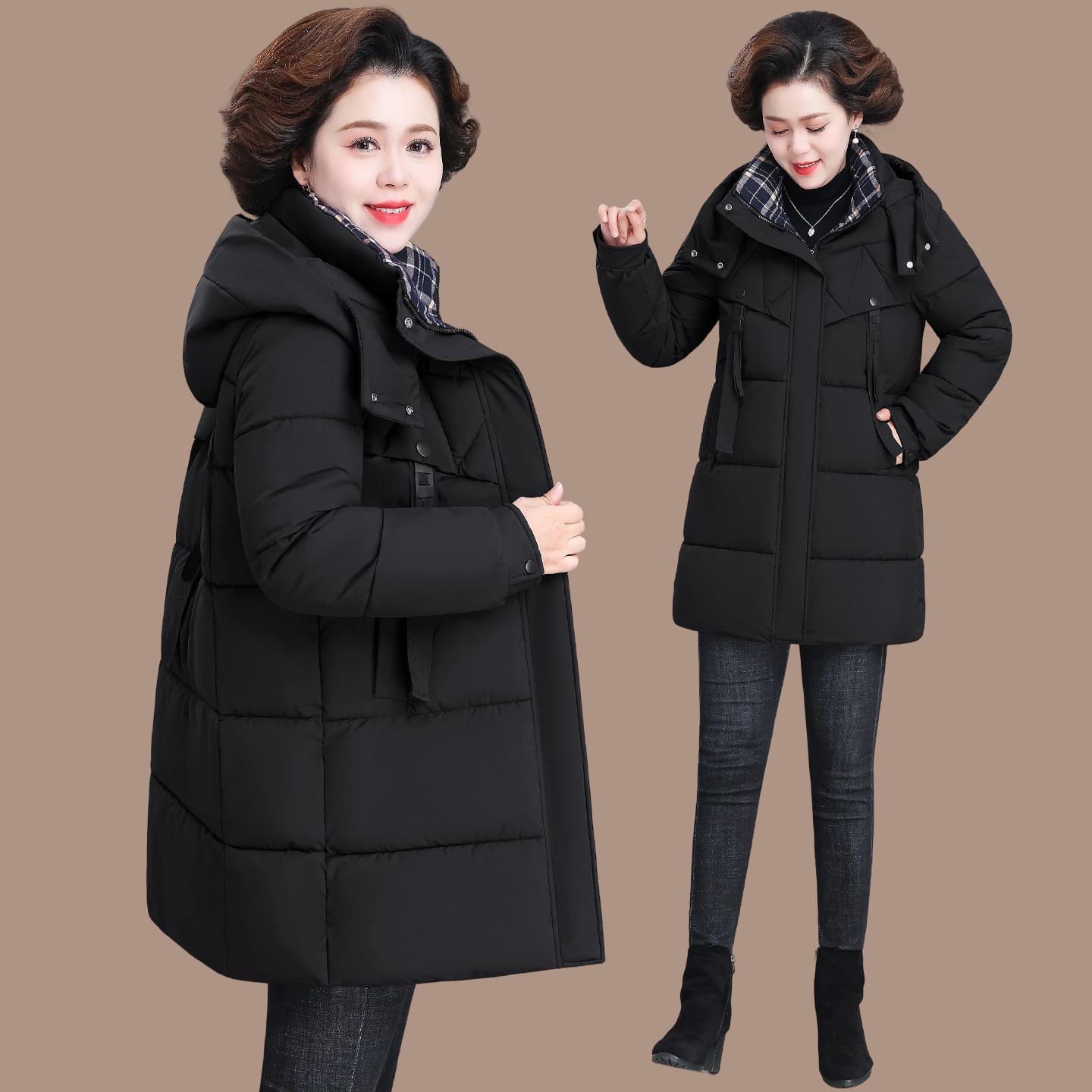 

Women s Mid-Length Plus Size Cotton-Padded Winter Jacket for 2025 - Thickened Outerwear for 40s & 50s 2XL (135-150 lbs)