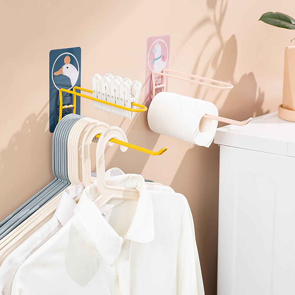 Wall Mounted Coat Rack Cartoon Animal 2 Layer Storage Space Saving Acrylic Adhesive Wrought Iron