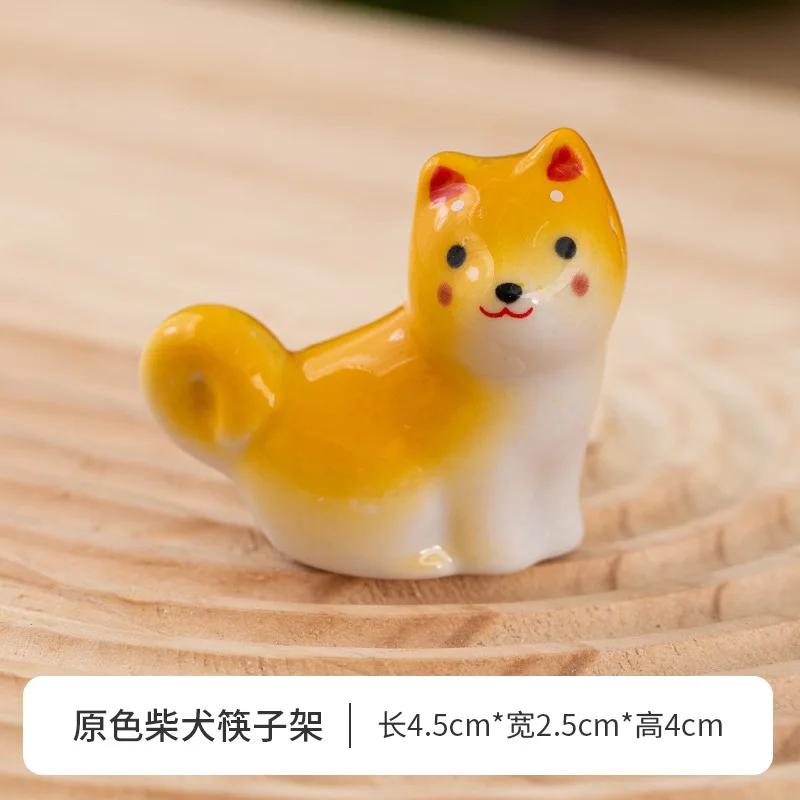 Japansk Shiba Inu Ätpinnshållare Djurserie Keramiska Bordsdekorationer Hem Kök Skedstöd Söta Tepets