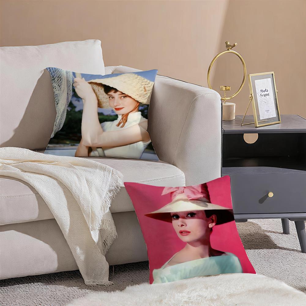 AAudrey Hepburn Cushion Cover Pillowcase Short Plush Invisible Zipper Room Sofa Cushion Cover