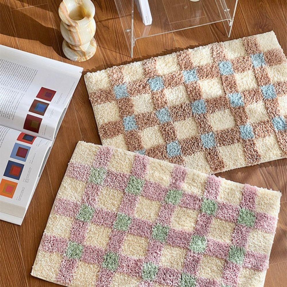 Super Soft Floor Carpet Absorbent Floor Rugs Home Decoration Chessboard Floor Mat Household