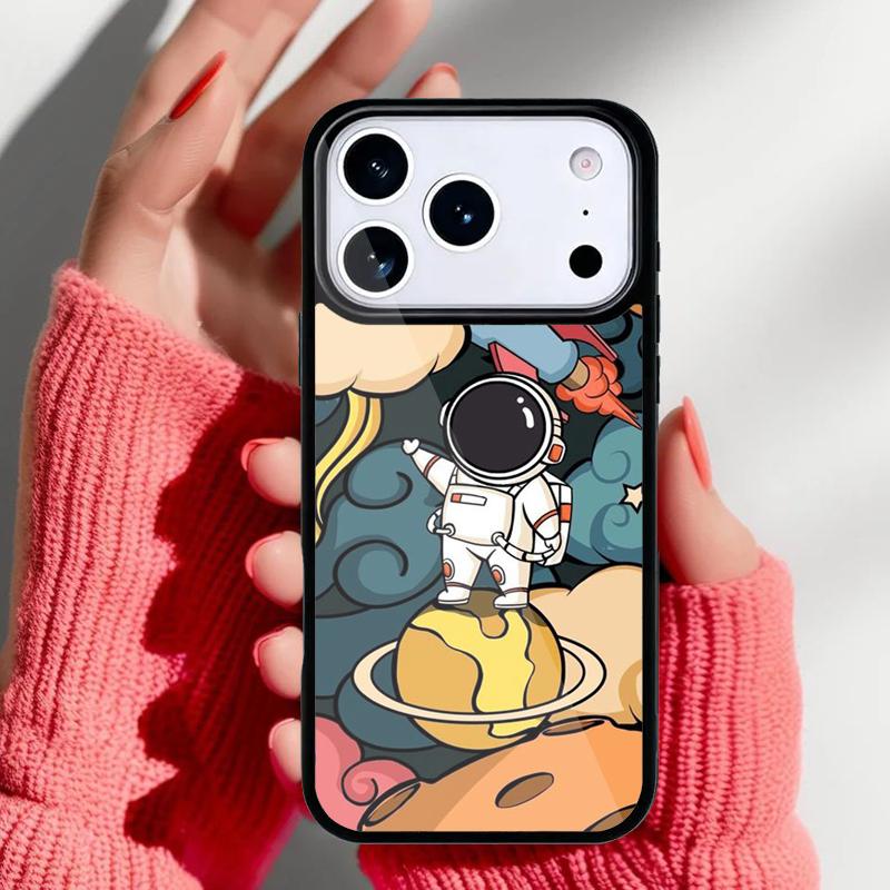 Astronaut Spaceship Phone Case for iPhone 17 16 15 14 13 Pro Max Back Cover for 12 11 Pro Coque