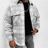 Mens Plaid Button Up Shirt Jacket Thick Flannel Long Sleeve Chest Pocket Casual Outerwear Daily Streetwear