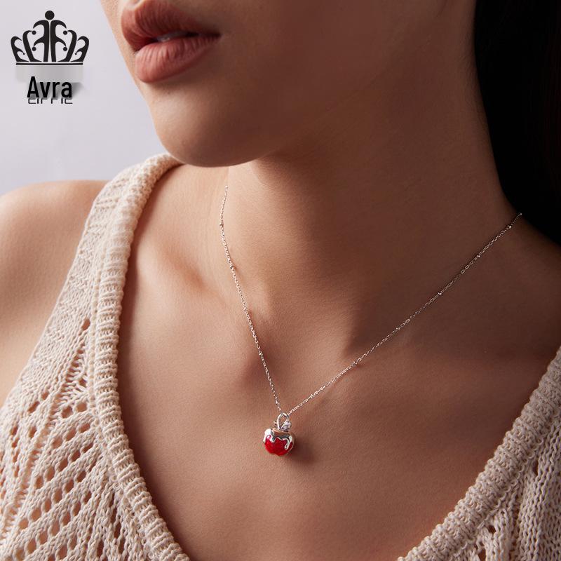 Everle Original Christmas Apple Necklace: S925 Sterling Silver Openable Peace Apple Choker for Women.