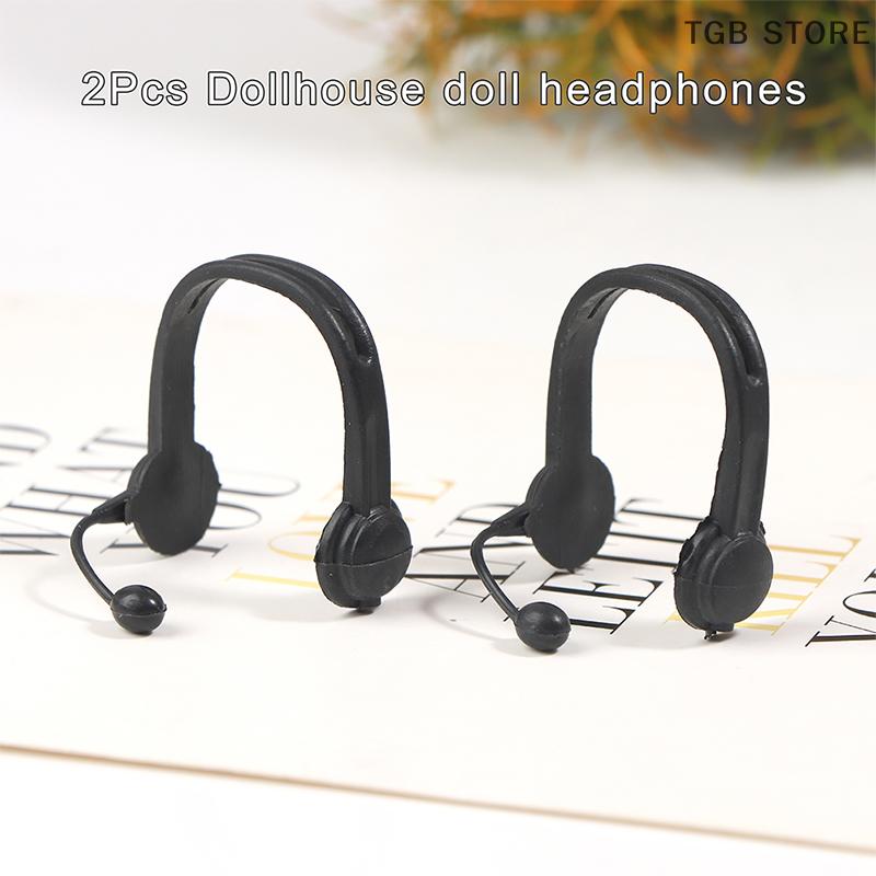 2Pcs Miniature Earphone Headset Headphone Model For 1:12 Dollhouse Living Scene Decor Doll House Toy Accessory