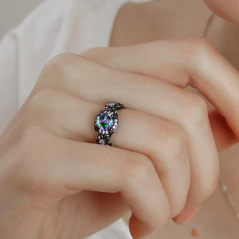 Sweet and Cool Colorful Ring Woman, Bow Flower Elegant Accessories, Niche Gentleness