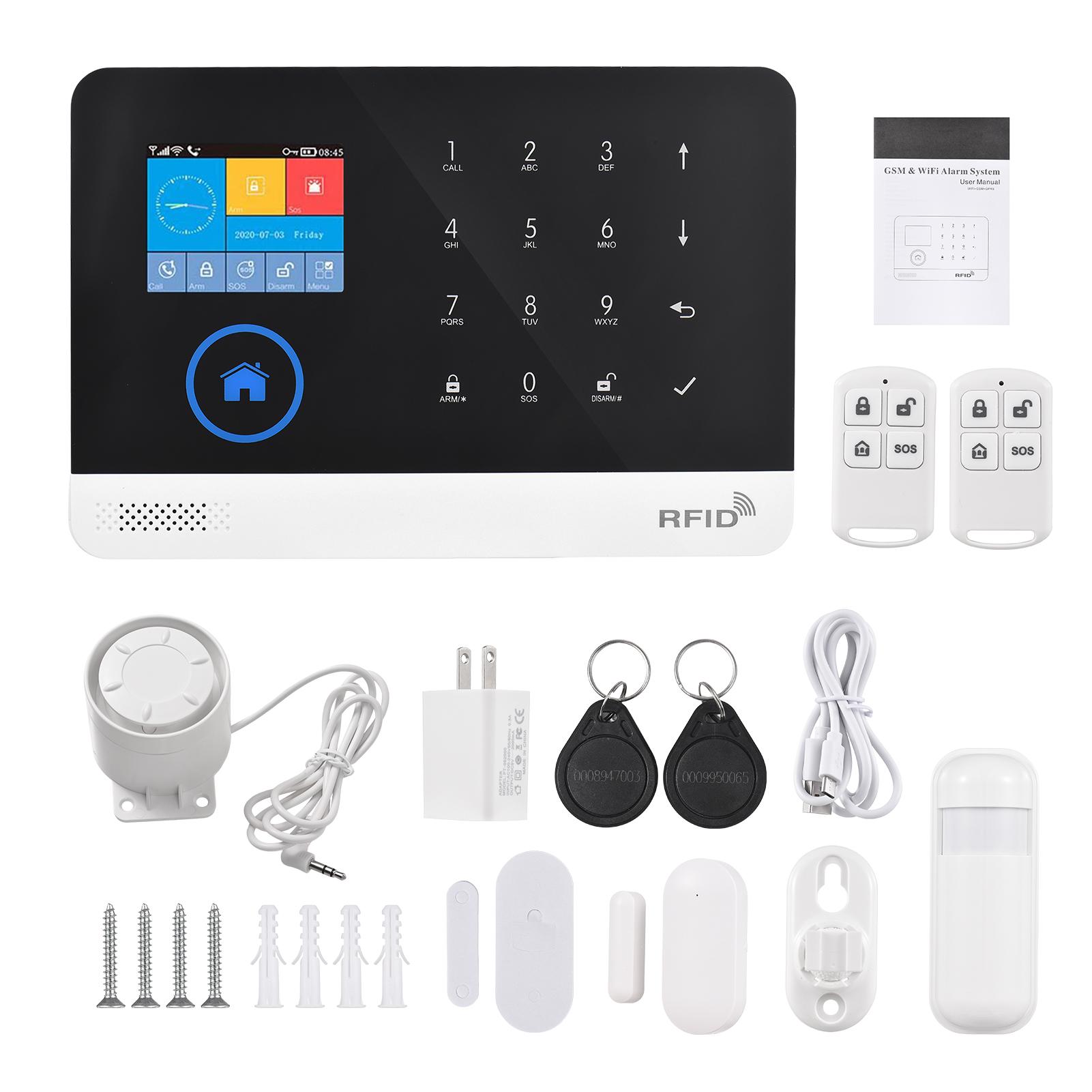 Security Alarm System for House 2.4G WiFi GSM 2.4 Inch   LCD Display Wireless Home Security Alarm System Kit with Door Window Sensor   APP Remote