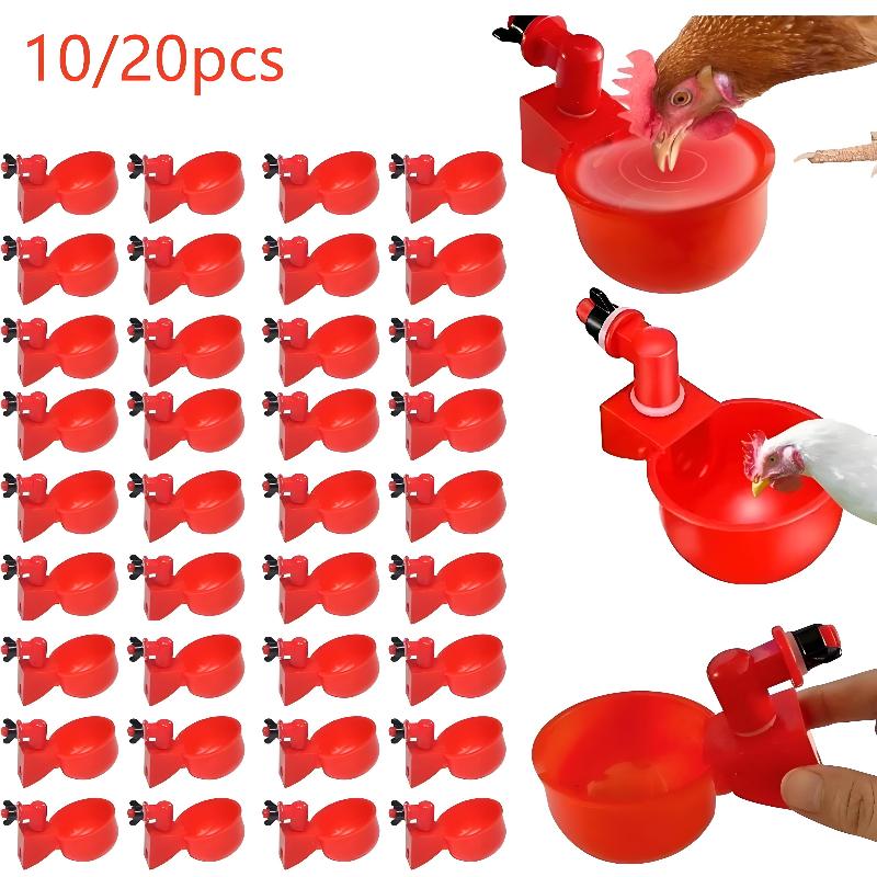10/20Pcs Chicken Duck Drinking Cup Automatic Drinker Chicken Feeder Plastic Poultry Farm Water Drinking Cups Easy Installation