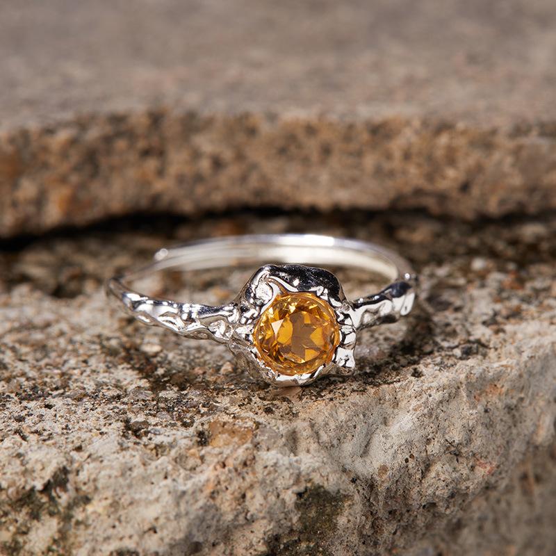 Original Design Does Not Fade Niche High Sense S925 Sterling Silver 18K Natural Citrine Lucky Treasure Ring Women
