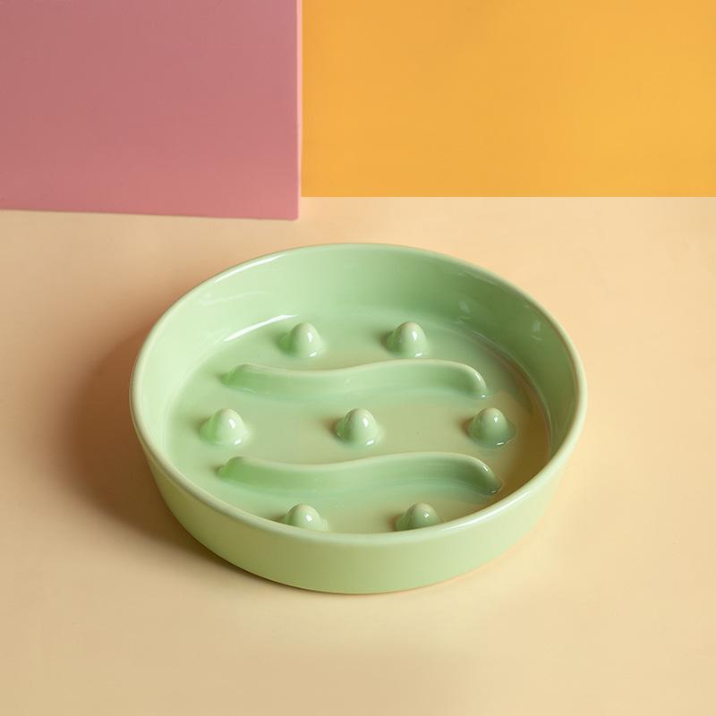 Ceramic slow food bowl Anti-choking slow food bowl Pet bowl Anti-overturning bowl Cat food bowl Cat bowl Dog bowl Pet supplies