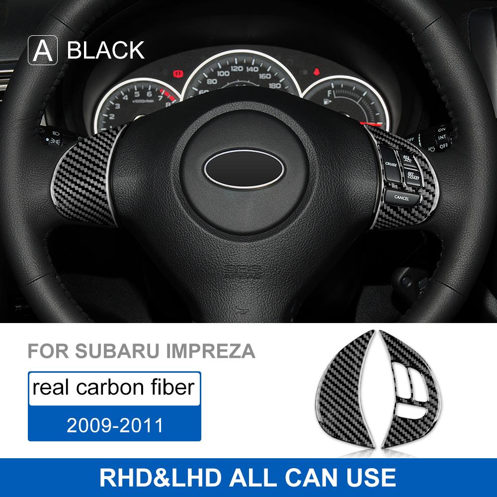 Real Soft Carbon Fiber Sticker For Subaru Impreza 2009 2010 2011 Car Steering Wheel Button Frame Interior Trim Accessories