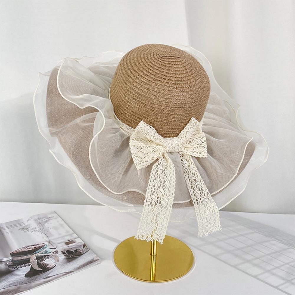 Straw Beach Hat Bow Ribbons Straw Cap New Sun Hat for Women