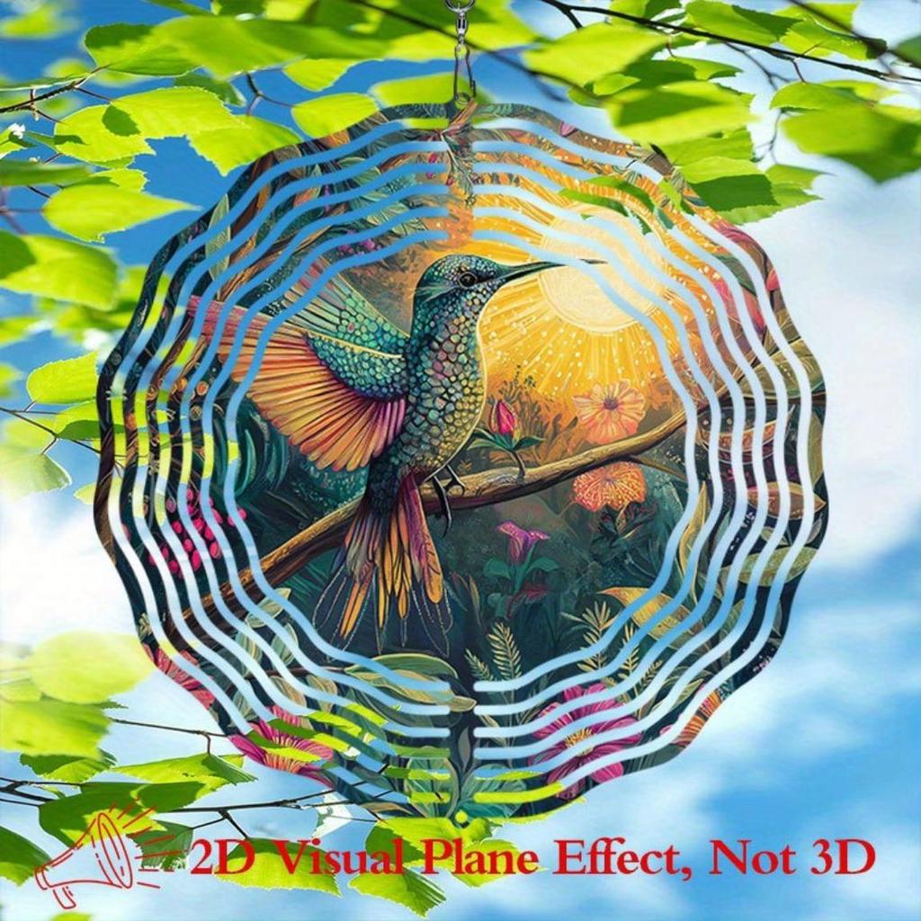 Vibrant Hummingbird Floral Wind Chime Colorful Metal Garden Decor No Battery Needed for Outdoor Patio Porch Holiday Gift
