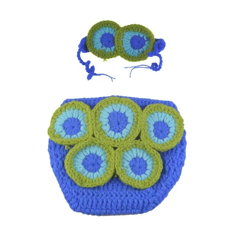 

Handmade 36cm Blue Knitted Peacock Photography Props Set 0-6 Months Newborn Baby First Month Photo Kit Newborn Shoot Props Fabric синій