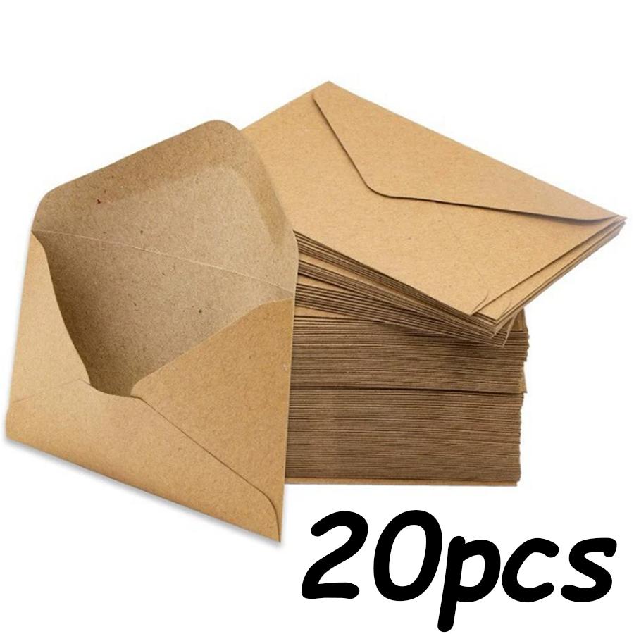 20/50pcs 10x7cm Kraft Paper Envelopes, Plain Brown Envelopes for Invitations, Letters, Greeting Cards & Mailing