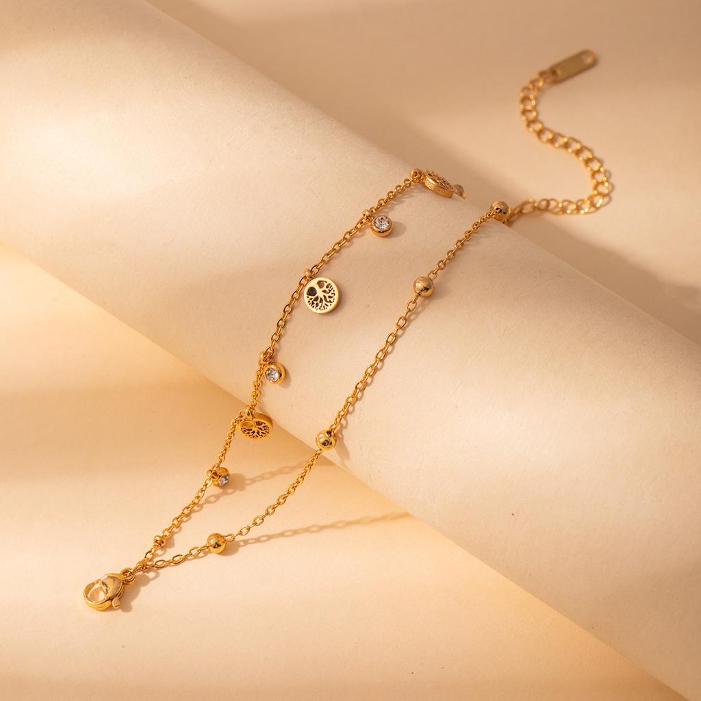 Light Luxury High-End Stainless Steel Diamond-Encrusted Bracelet, Moon Sun Love Geometry Does Not Fade Jewelry Women