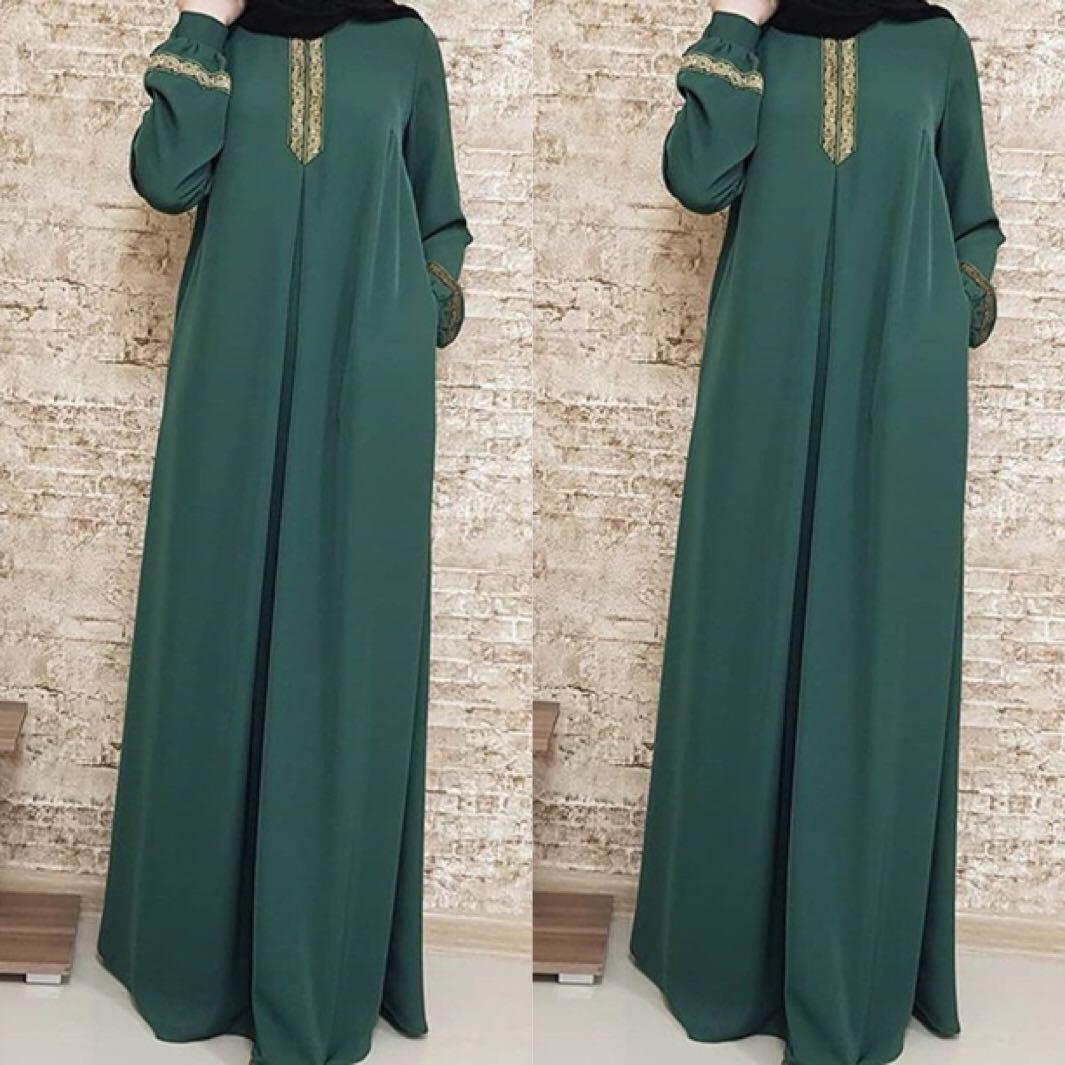 

Этнический принт, свободное длинное платье 2024 - Бутик в европейском и американском стиле XL зелёный