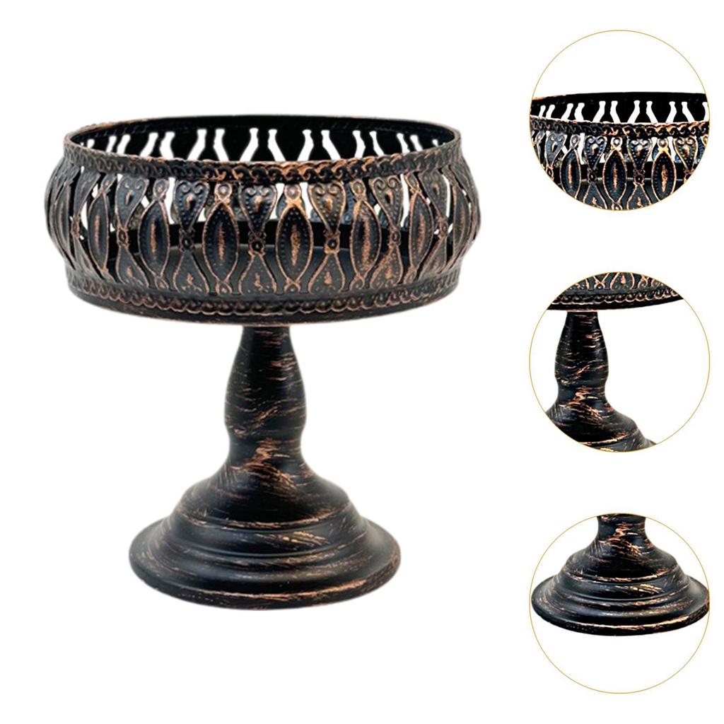 Iron Fruit Bowl Stand Organizer Reusable Decorative Multipurpose Container Statue Sculpture Storage Tray for Bread Snacks Candy