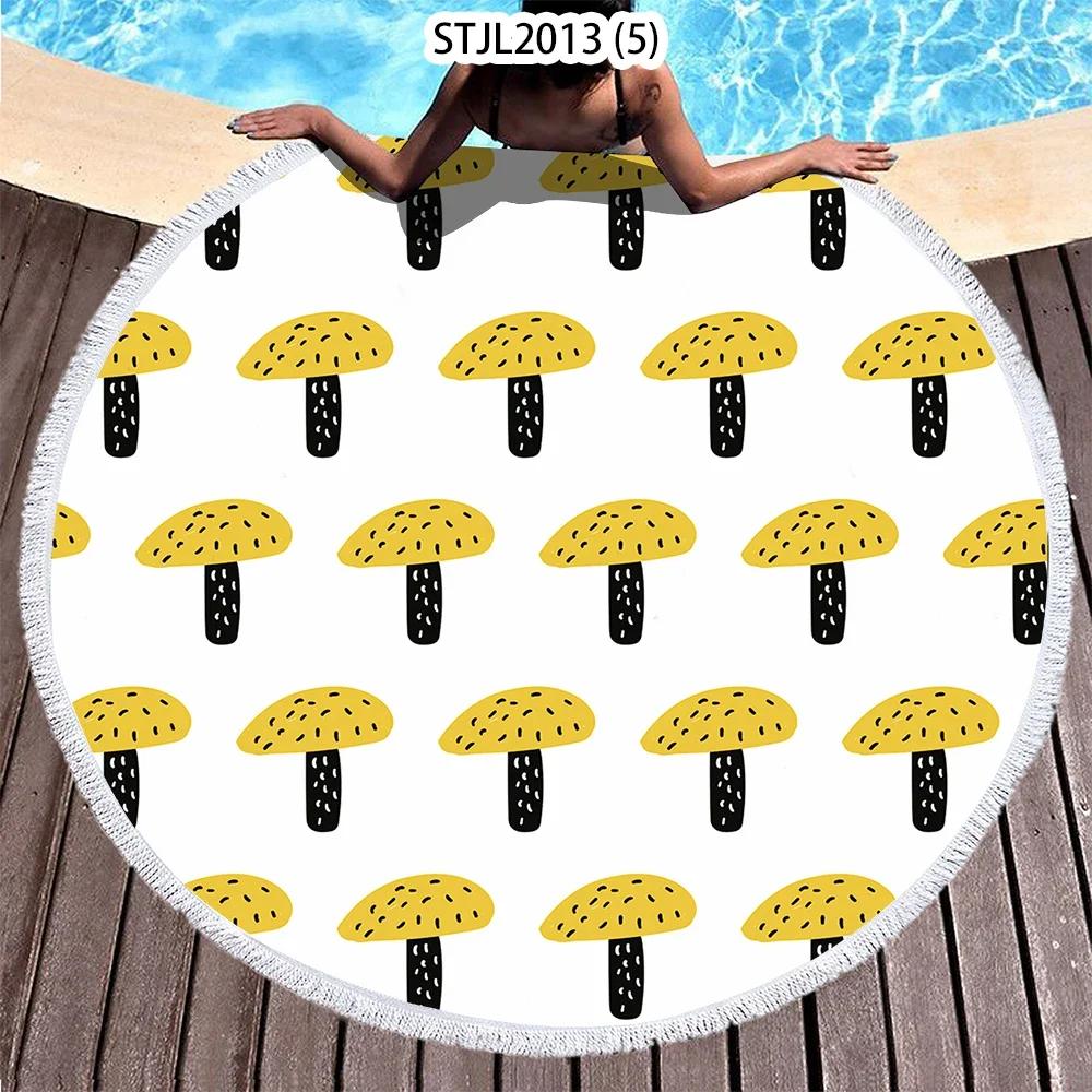 Mushroom Pattern Plant Horse Riding Printed Beach Towel Microfiber Digital Swimming Pool Beach Towel Blanket Shower Beach Towel