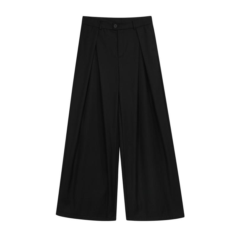 High-Waisted Wide-Leg Trousers Men Women Relaxed Fit Pleated Straight Pants Casual Chic Streetwear
