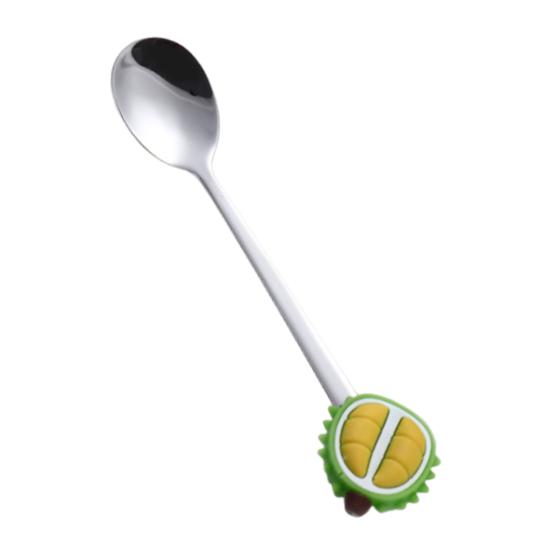 Stainless Steel Spoon, with Strawberries Durians Watermelons Avocados Decor, Durable Rust-Resistant Dessert Spoon, for Coffee Tea Stirring And Eating