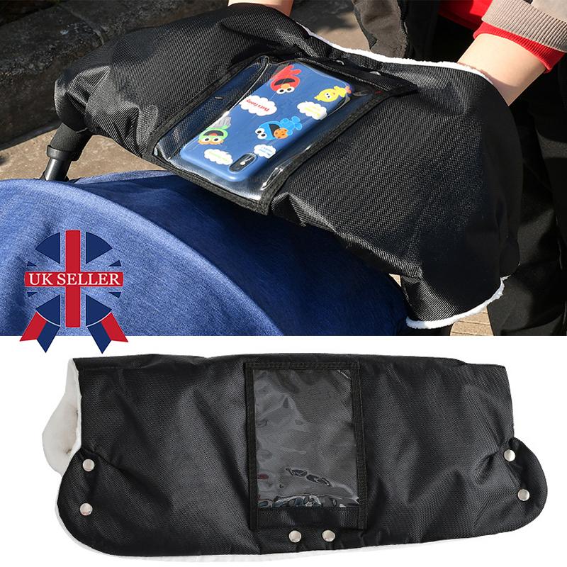 Touch Screen Baby Stroller Warm Gloves Upgraded Winter Windproof and Coldproof Padded Thick Hair Hand Cover