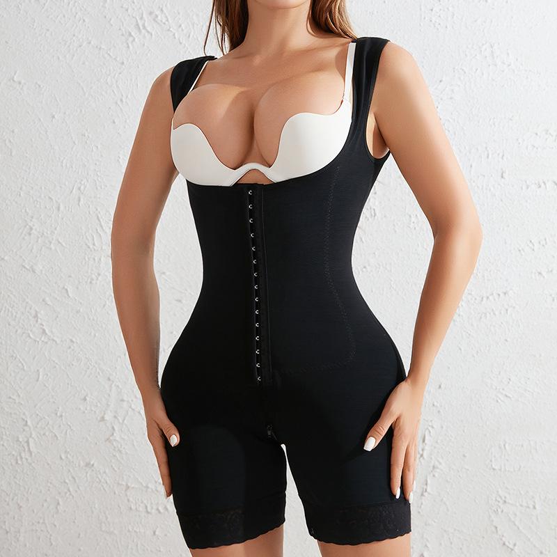 High-Waisted Body Sculpting Zipper Bodysuit: European & American Style Tummy Control Shapewear for Women.