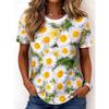 Sommer Gänseblümchen Blume Floral 3D Druck T-Shirts Damen Streetwear Lässig Kurzarm T-Shirt Rundhals T-Shirts Oberteile Damenbekleidung