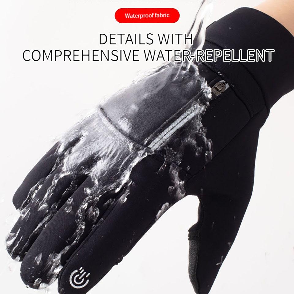 Gobygo Winter Padded Ski Gloves Zipper Touch Screen Windproof Waterproof Mountain Climbing Running Cycling Sports Warm Gloves
