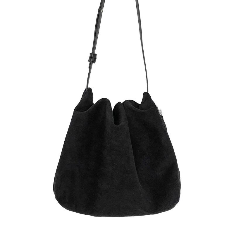 Retro leopard print bag pleated autumn and winter new suede shoulder bag women's side zipper niche design handbag