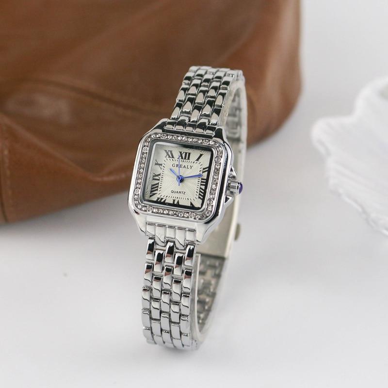 Luxury Square Women's Watches Brand Ladies Quartz Wristwatch Classic Silver Simple Femme Steel Band Relogio Feminino