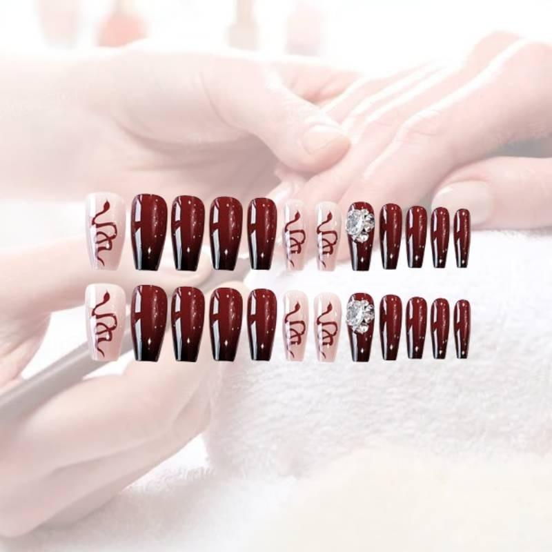 Handworn Fashion Nail Delicate Rhinestones Classic Detachable Nail Style Patch