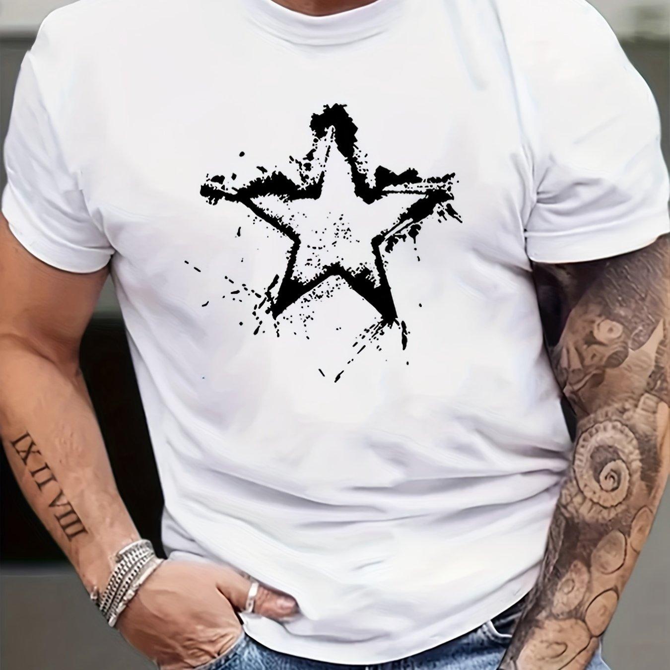 Star Splash Men Cotton TShirt Summer Casual Streetwear Sporty HipHop - Men s Summer Cotton Graphic Tee S разноцветный