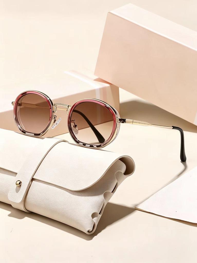 Round frame metal sunglasses sunscreen trend European and American new personalized fashion versatile Internet celebrity advanced sunglasses