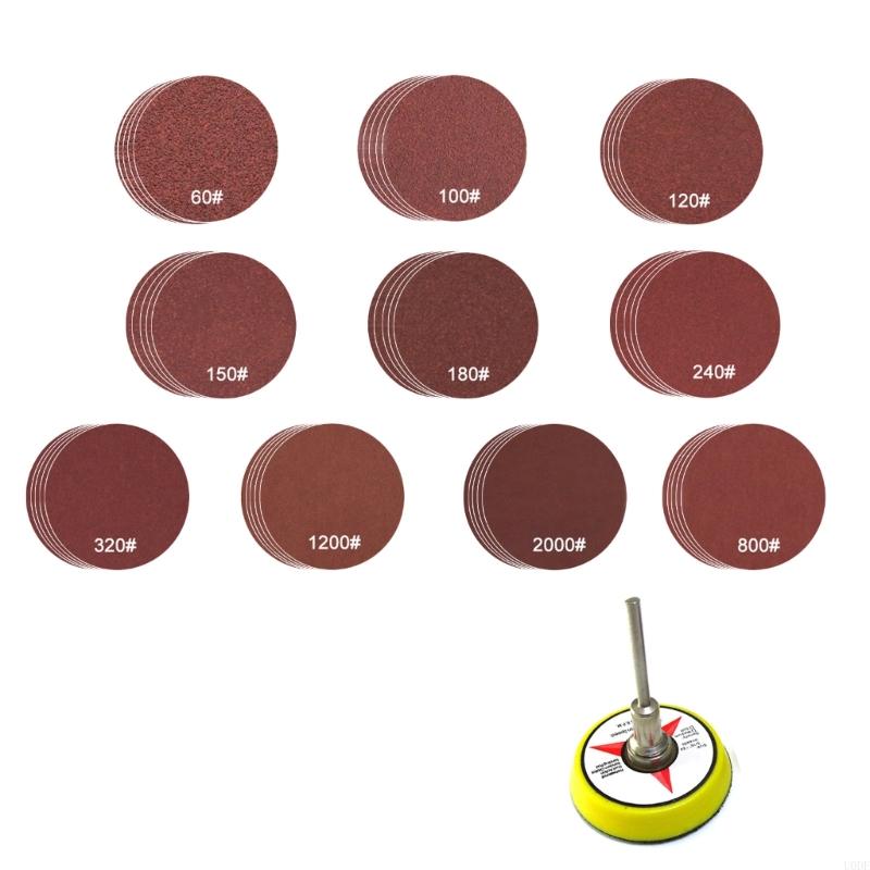 52/102Pcs Sandpaper 60-2000 Grits Hook Loop Sand Paper Abrasive Polishing