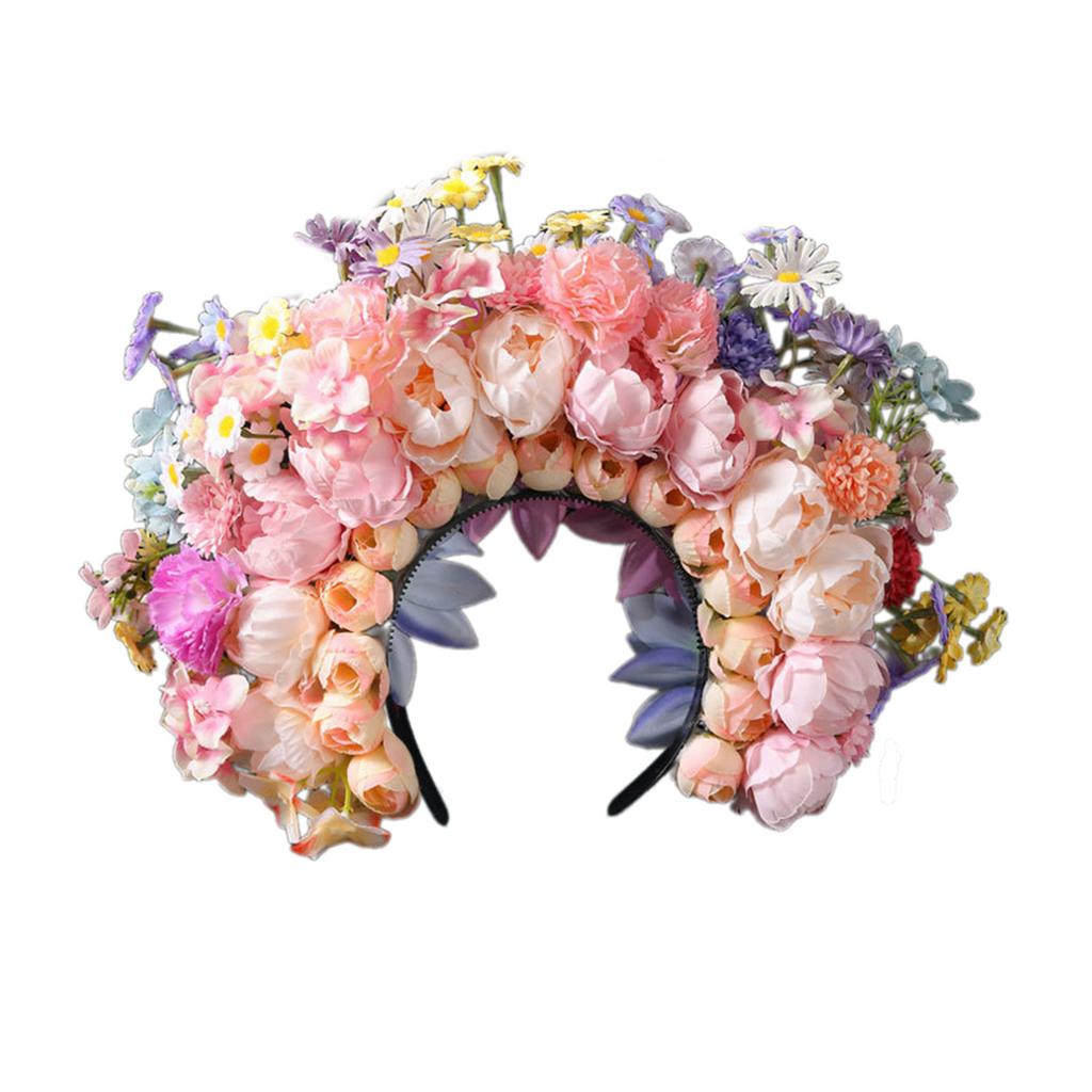 Ethnic Style Bridal Headband Hair Wreath Florals Crown Wedding Flower Headband Beach Hairband Women Hair Accessories