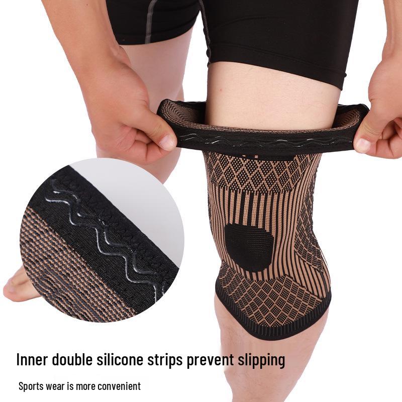 Copper Fiber Nylon Knitted Knee Support – Breathable, Anti-Slip for Cycling, Basketball, Mountaineering, and Badminton Sports.