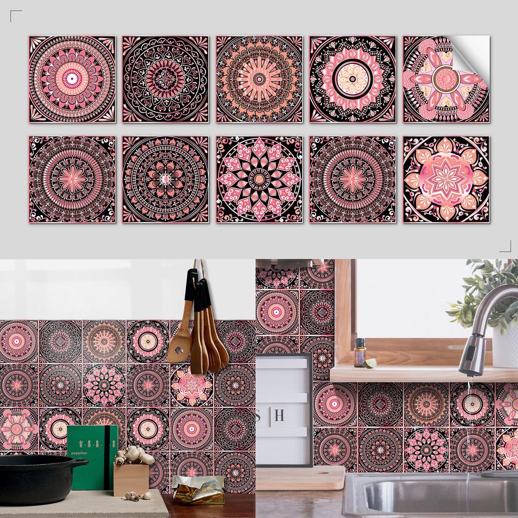 Nordic Tile Art Wall Sticker Kitchen Bathroom Waterproof And Oil-Proof Wallpaper Self-Adhesive Crystal Film Tile Sticker