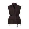 Gilet ajusté à la taille pour femme 2026, col en V, sans manches, en coton, avec cordon de serrage amincissant