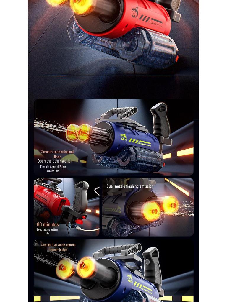 AI-Powered Voice-Controlled Blinking Gatling Water Gun for Kids - Electric Rapid-Fire Summer Toy