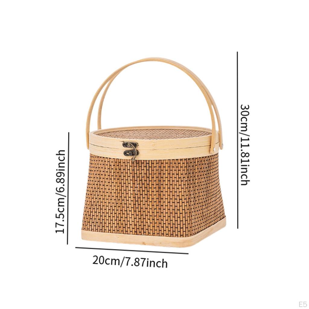 Koszyk bambusowy pleciony organizer na owoce, chleb, żywność, przekąski, przenośny na owoce