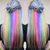 Hair Extensions Ombre Rainbow Color Strips Hairpieces Hair Clip Long Straight Hair Synthetic Hair