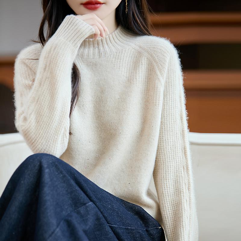 

Женский кашемировый свитер Qinghe кашемир 30% кашемир 70% шерсть осенне-зимний пуловер теплый и модный XL бежевый