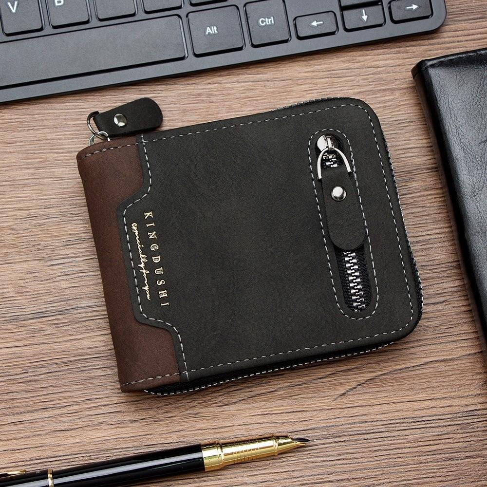 Large Capacity Men's Short Wallet Multi-position Card Holder Durable PU Leather Coin Purse  Male