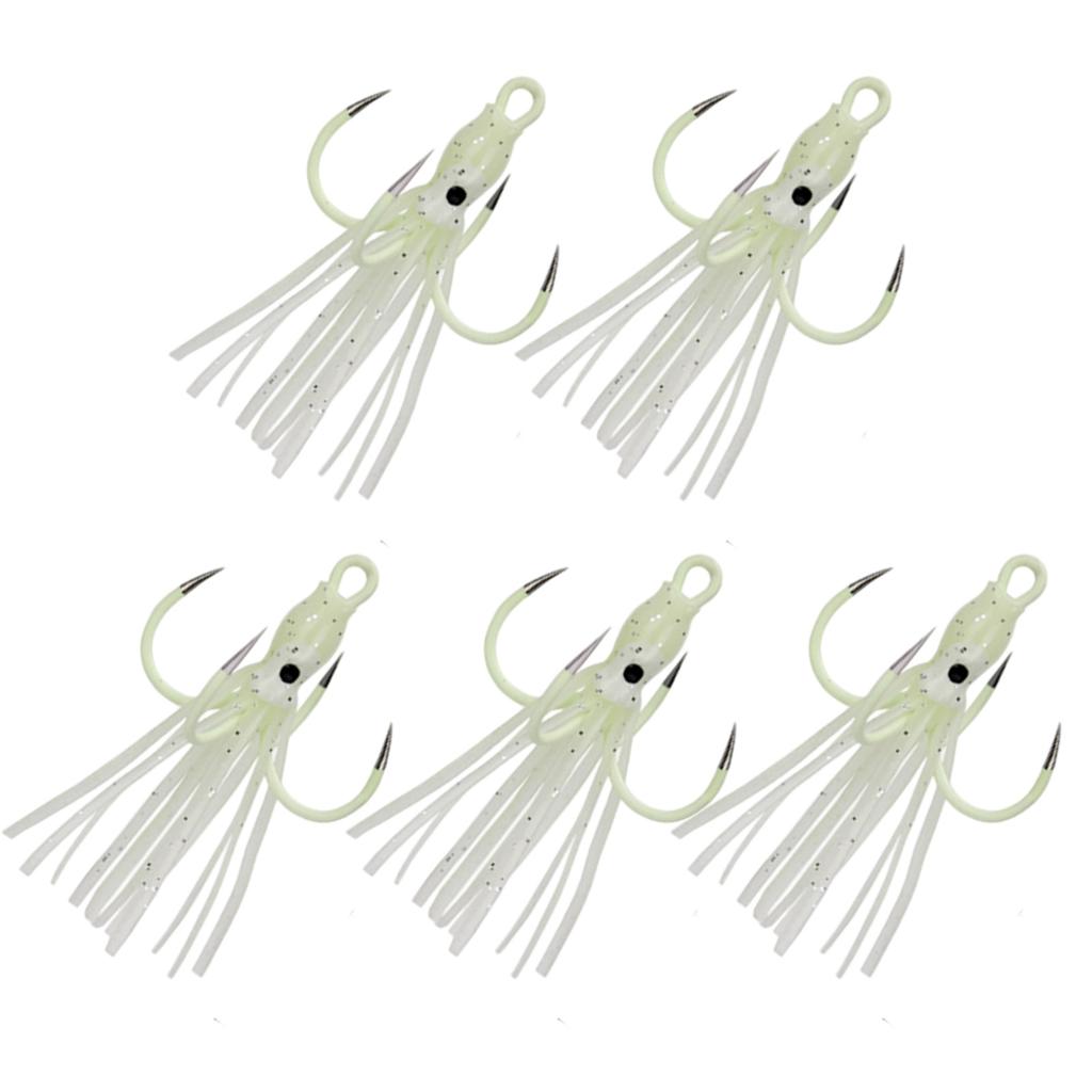 5pcs Trolling Lures Fishing Wobbler Artificial Baits Glow Jig Squid Skirt Baits Fishing Tackle Crankbait Lure