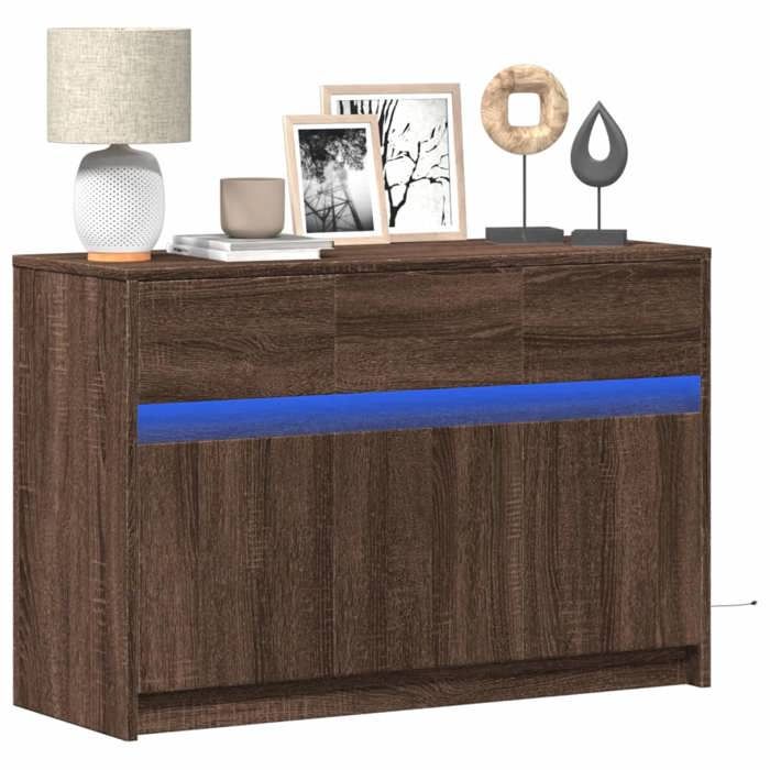 VidaXL TV Stand with LED Brown Oak 91x34x61 Cm Engineered Wood 852186