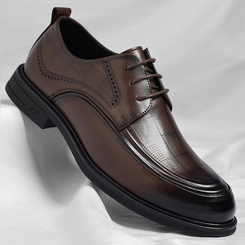 Fashion Luxury Brand Oxfords Shoes Handmade Leather Men Dress Shoes New Breath Wedding Footwear High Quality Lace Up Mens Casual Flats