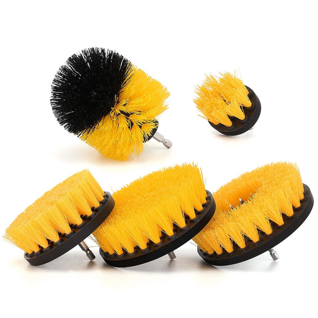 Drill Brush Drill Scrubber Power Cleaning Kit for Car Bathroom Corners 5-Piece Attachment, Brush, Carpet, Detailing, Surfaces, Upholstery, Grout,